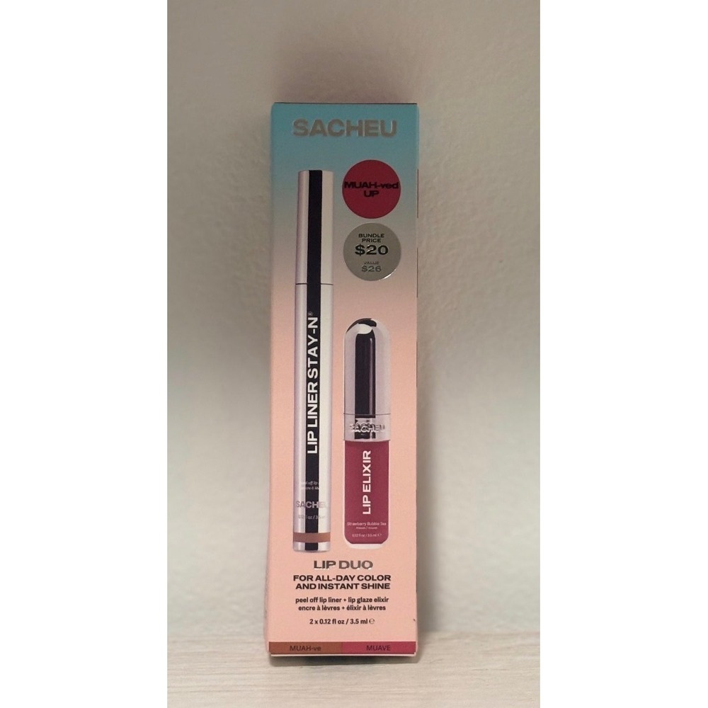 Sacheu Lip Duo MUAH-ved UP Lip Liner Stay-N MUAH-VE & Lip Elixir Strawberry Tea